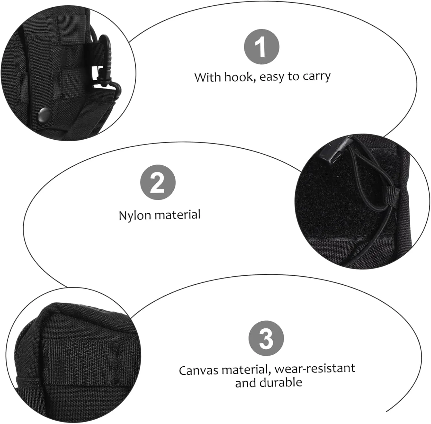 SUPVOX 3pcs Waist Pack Utility Pouch for Outdoor Storage Compact Nylon Earphone Holder Zipper Strap Buckle for Travel Hiking Running Everyday Use