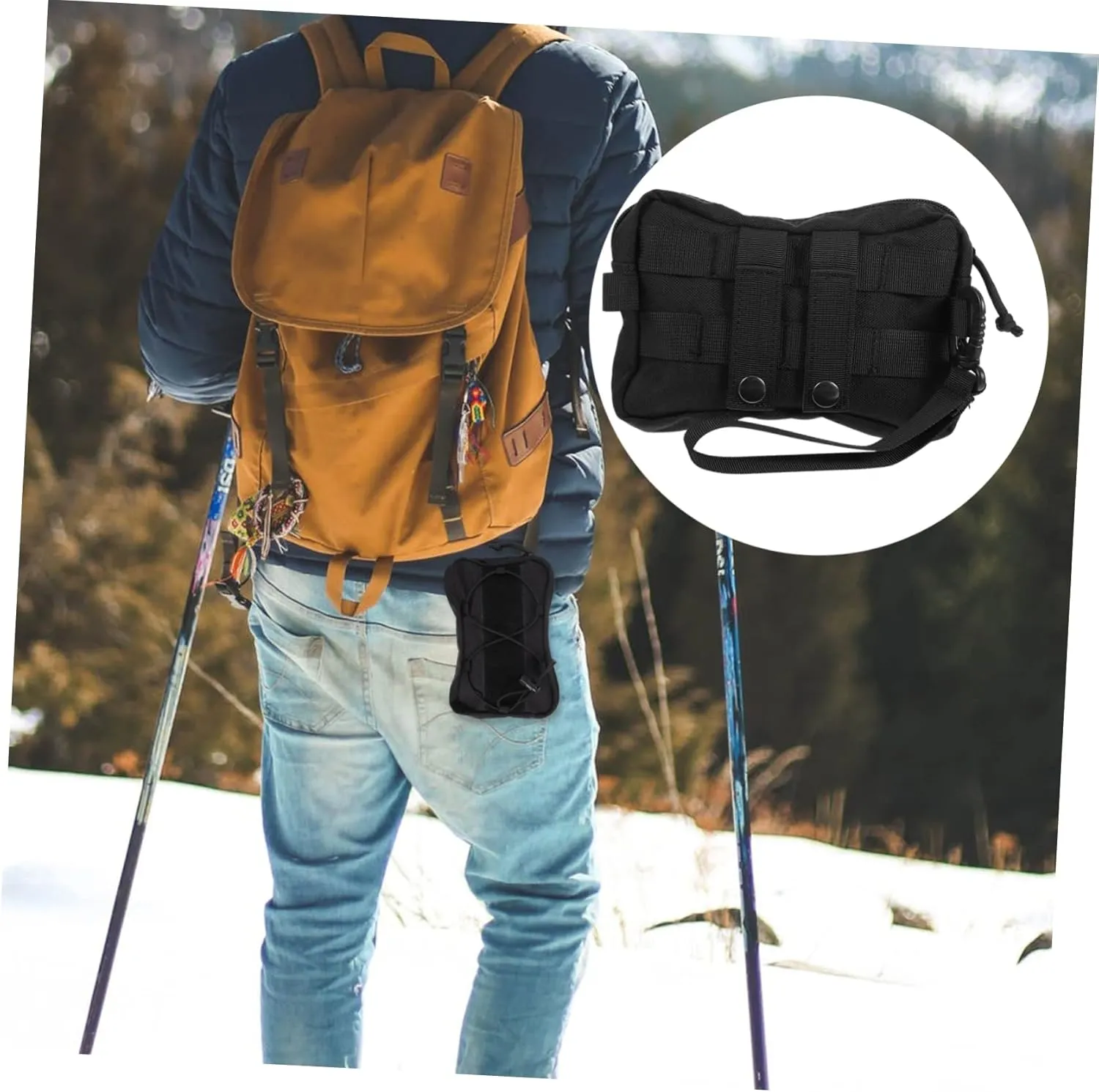 SUPVOX 3pcs Waist Pack Utility Pouch for Outdoor Storage Compact Nylon Earphone Holder Zipper Strap Buckle for Travel Hiking Running Everyday Use