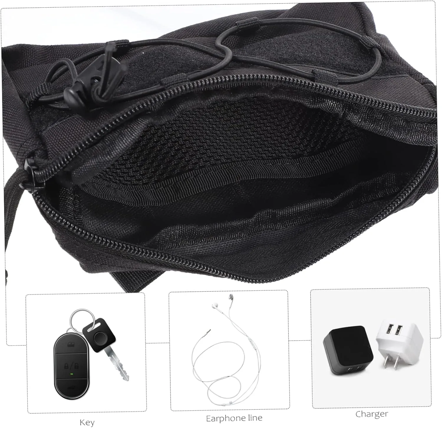 SUPVOX 3pcs Waist Pack Utility Pouch for Outdoor Storage Compact Nylon Earphone Holder Zipper Strap Buckle for Travel Hiking Running Everyday Use