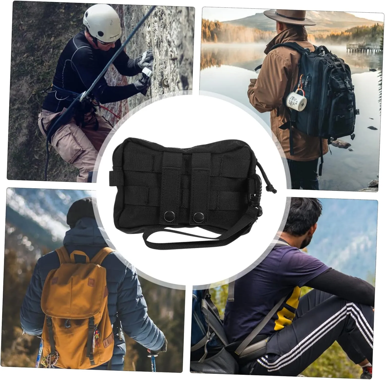 SUPVOX 3pcs Waist Pack Utility Pouch for Outdoor Storage Compact Nylon Earphone Holder Zipper Strap Buckle for Travel Hiking Running Everyday Use