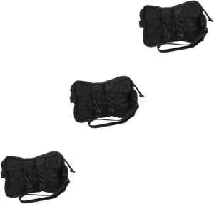 SUPVOX 3pcs Waist Pack Utility Pouch for Outdoor Storage Compact Nylon Earphone Holder Zipper Strap Buckle for Travel Hiking Running Everyday Use