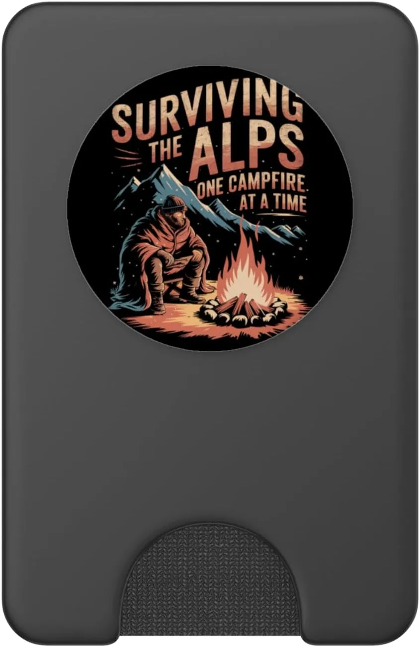 Surviving the Alps One Campfire at a Time Alpine Camping PopSockets PopWallet for MagSafe