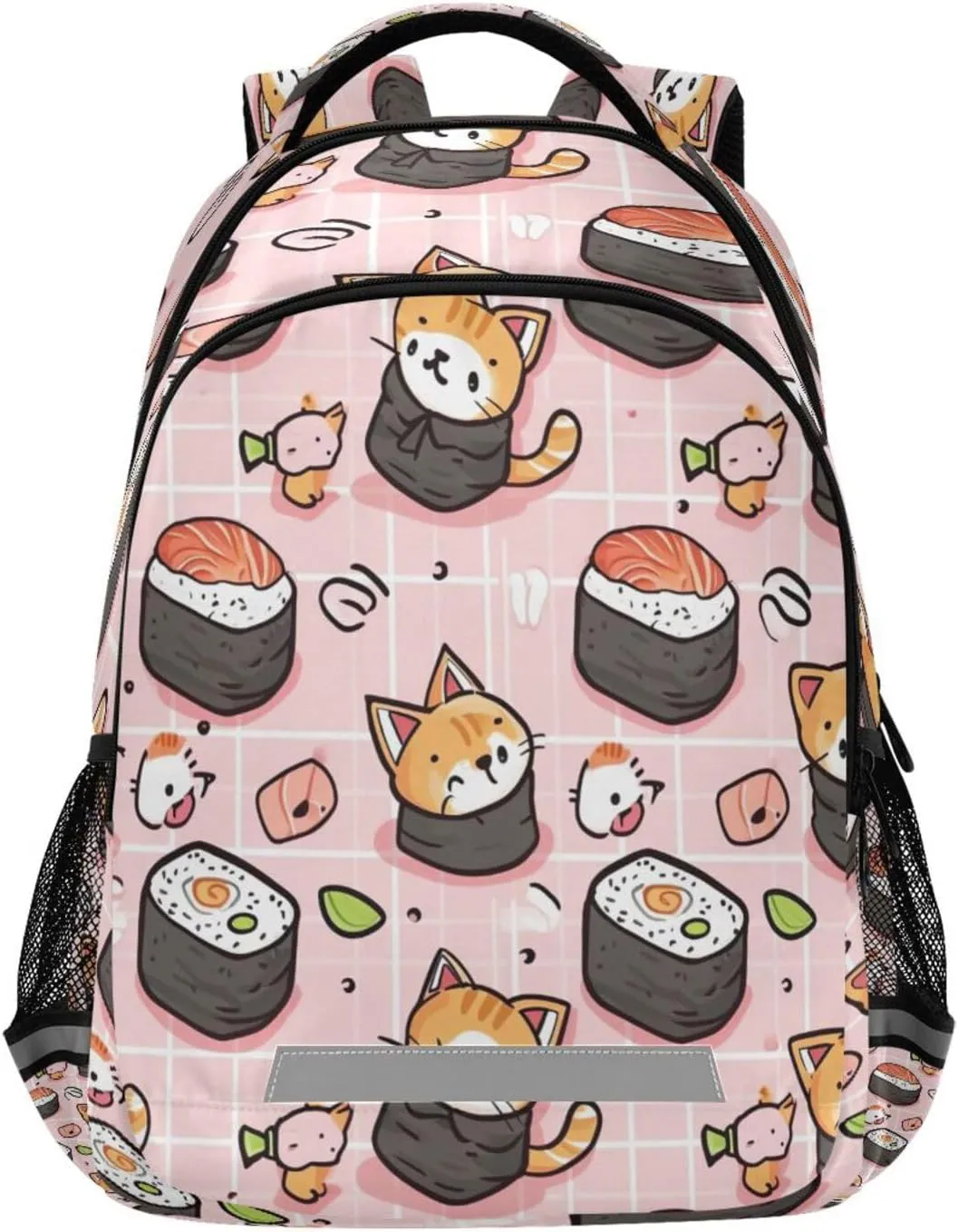 Sushi Kawaii Pattern Design Waterproof Backpack - Casual Outdoor Sports Daypack with Ergonomic Shoulder Straps#354
