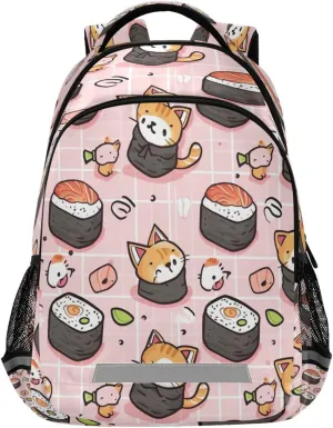Sushi Kawaii Pattern Design Waterproof Backpack - Casual Outdoor Sports Daypack with Ergonomic Shoulder Straps#354