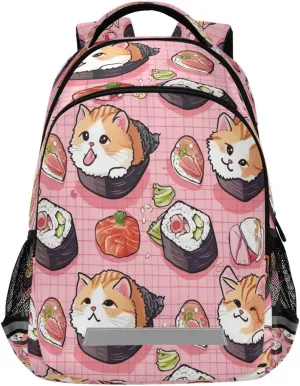 Sushi Kawaii Pattern Design Waterproof Backpack - Casual Outdoor Sports Daypack with Ergonomic Shoulder Straps#356