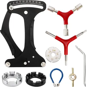 Suwimut 8 Pieces Bicycle Spoke Tension Meter Wrench Repair Tool Set, Adjustment Bike Bicycle Spoke Indicator Tensiometer Wrench, Portable Wheel Repairing Tool for Bike Repair