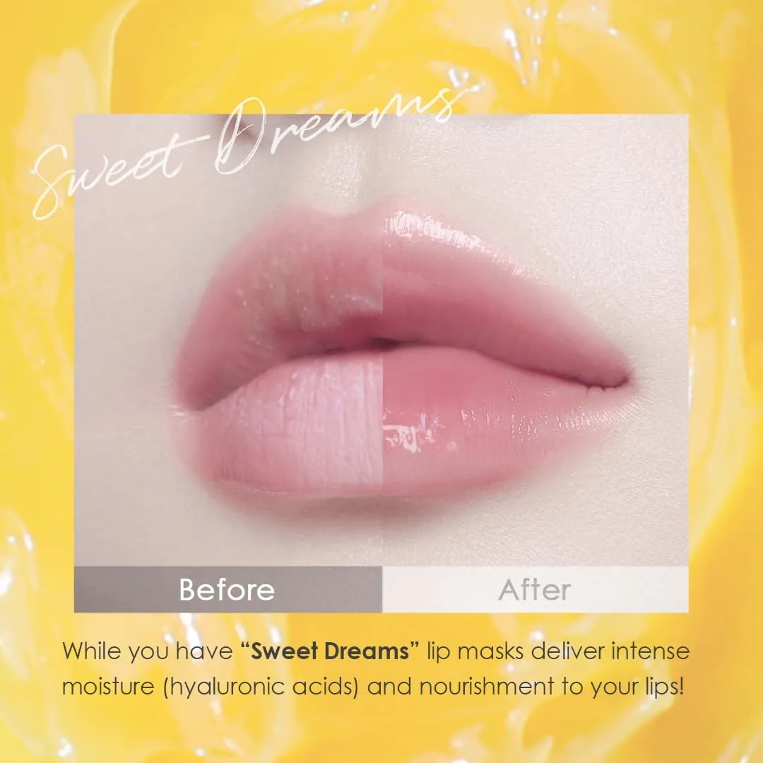 Sweet Dreams Overnight Lip Mask- Nourishing, Plumping and Hydrating Lip Balm | glowiest Sweet Dreams Lip Sleeping Mask | Hyaluronic Acids Vitamin C Shea Butter Antioxidants l Yuzu - 0.7 oz.