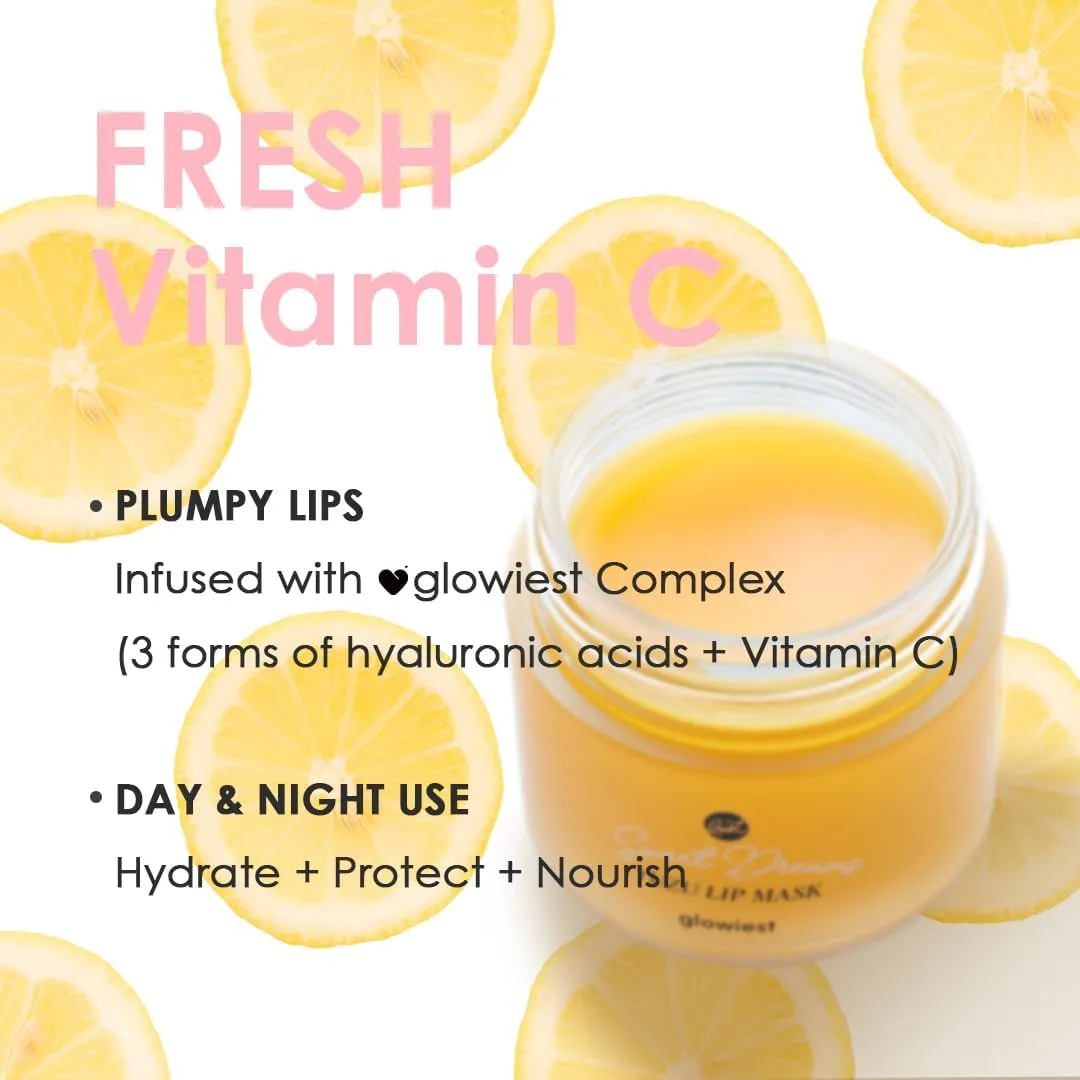 Sweet Dreams Overnight Lip Mask- Nourishing, Plumping and Hydrating Lip Balm | glowiest Sweet Dreams Lip Sleeping Mask | Hyaluronic Acids Vitamin C Shea Butter Antioxidants l Yuzu - 0.7 oz.