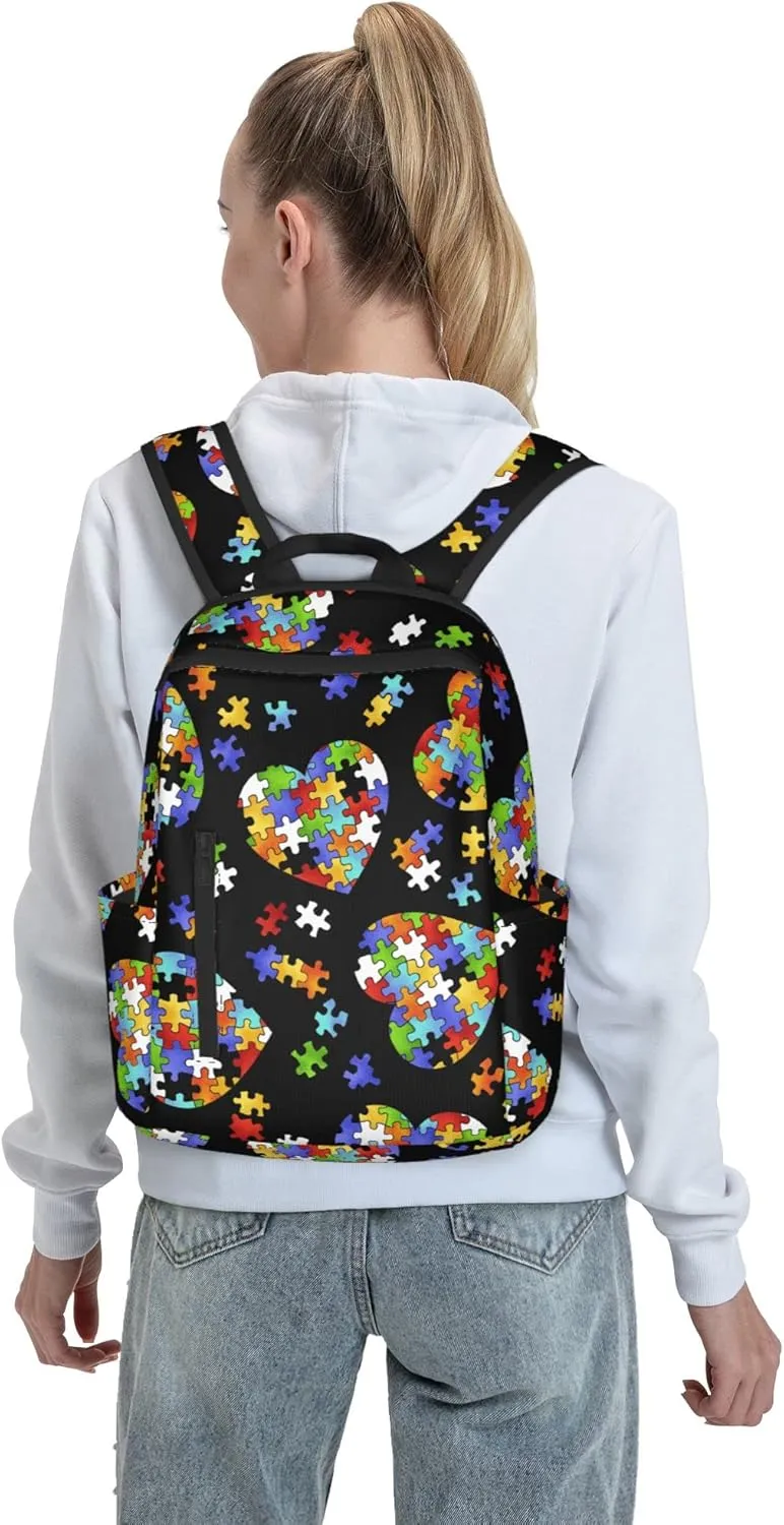SWEET TANG Colorful Autism Awareness Backpack Lightweight Backpack for College Travel Work for Men and Women