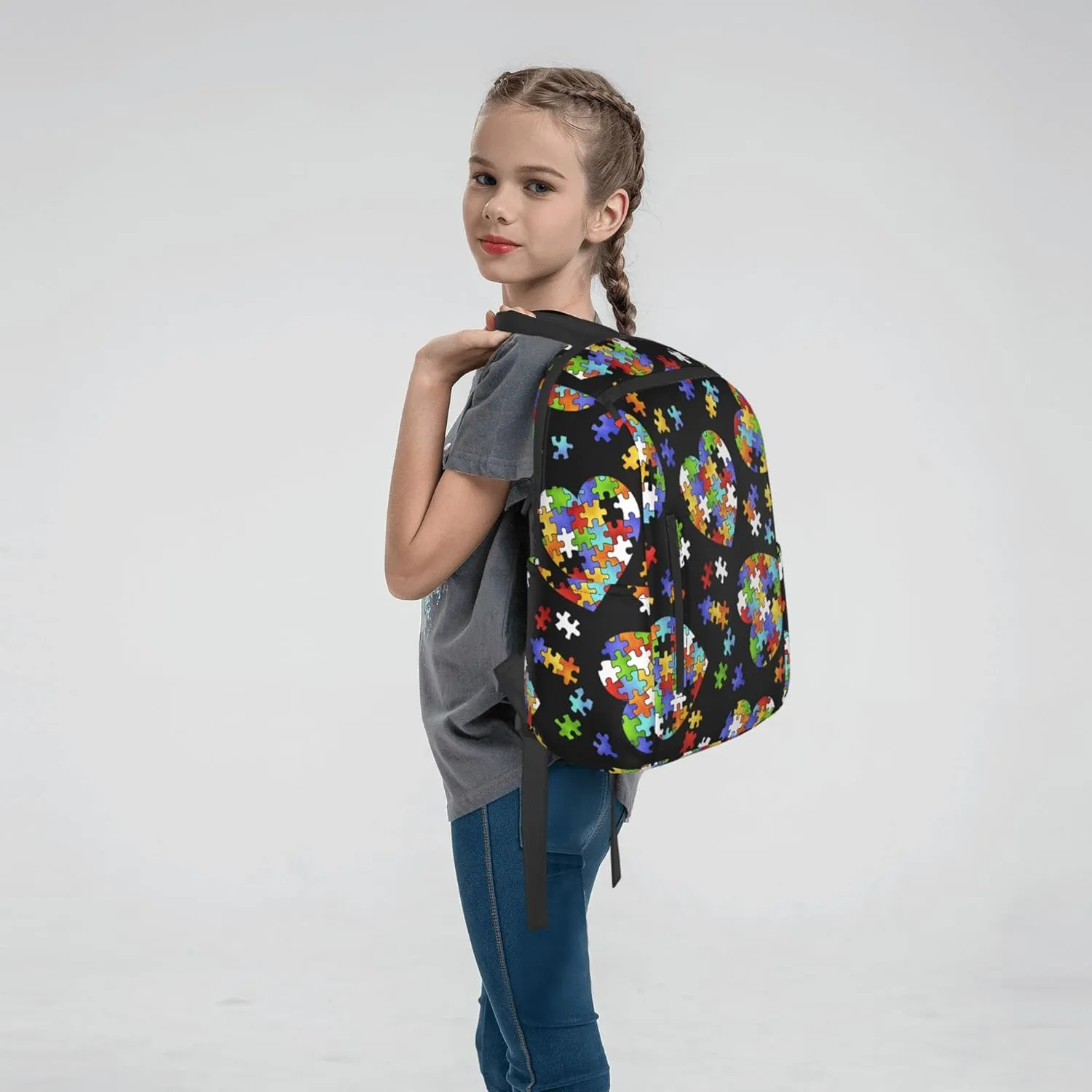 SWEET TANG Colorful Autism Awareness Backpack Lightweight Backpack for College Travel Work for Men and Women