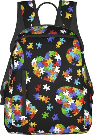 SWEET TANG Colorful Autism Awareness Backpack Lightweight Backpack for College Travel Work for Men and Women