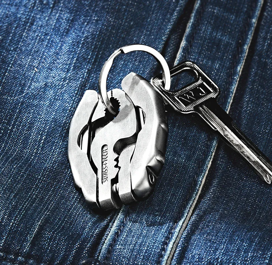 SWISS 9 IN 1 Mini Multifunctional Pliers Pocket EDC Multitool Keychain Screwdriver Outdoor Hiking Gear Small Bottle Opener