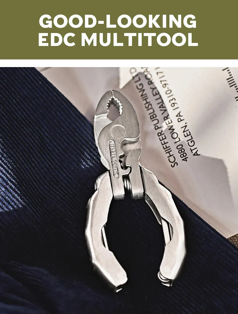 SWISS 9 IN 1 Mini Multifunctional Pliers Pocket EDC Multitool Keychain Screwdriver Outdoor Hiking Gear Small Bottle Opener