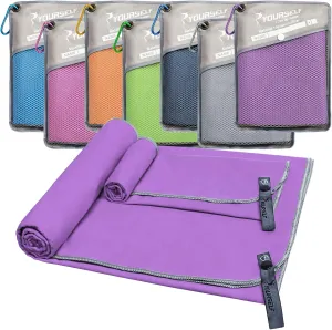 SYOURSELF 2 Pack Microfiber Camping Towel, Quick Dry Towel, Soft Absorbent Compact Travel Gym Workout Sweat Towel for Beach Yoga Swim Travel Camping Hiking Backpack Essentials (L:60"x30" 12"x24")