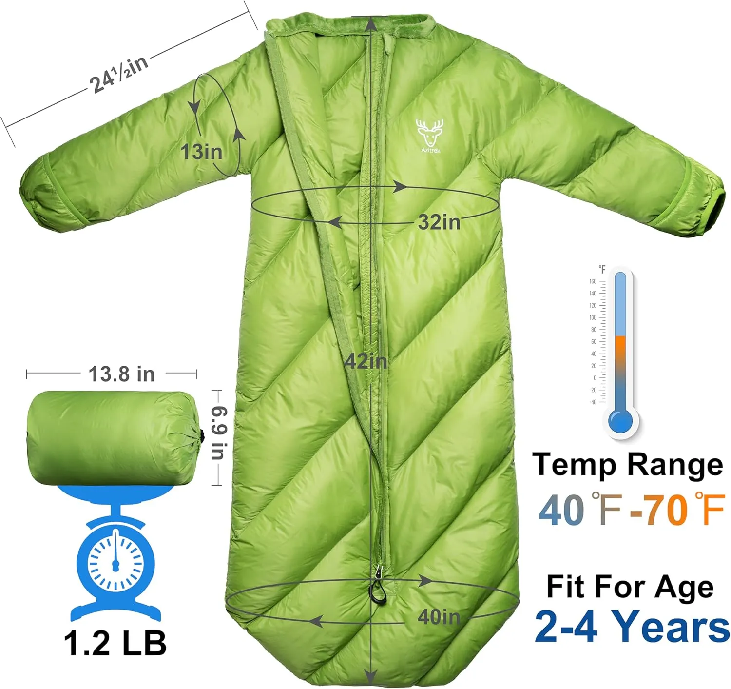 T40 Toddler Sleeping Bags Boys Girls | Ages 2-4 | Puffy Kids Sleeping Bag Camping Sleepovers |up to 46 in| Lightweight Compact Comfort for Indoor Outdoor Machine Washable