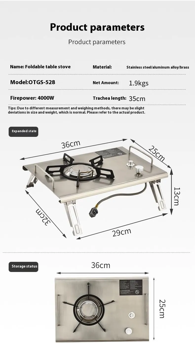 Table camping gas stove, foldable isobutane stove with portable bag, outdoor camping portable stove, outdoor car camping cooking (Black IGT furnace)