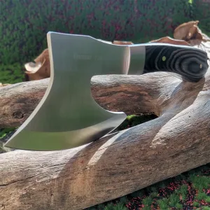 Tactical Camping Axe, Stainless Steel Blade with Wood Handle, Compact Survival Hatchet