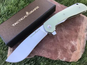 TACTICAL GEARZ Pocket Folding Knife, G10 Handle, D2 Steel Blade, Includes Sheath (Deimos Ice)