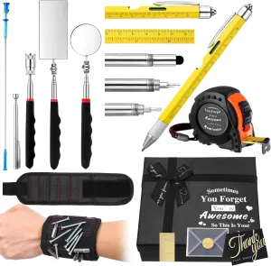 Tandefio Dad Gifts Multifunctional Tool Set Father's Day Gifts for Men Adults Magnetic Pick up Set 7 in 1 Multitool Pen Measuring Tape with Box for Home Bike Fast Repair