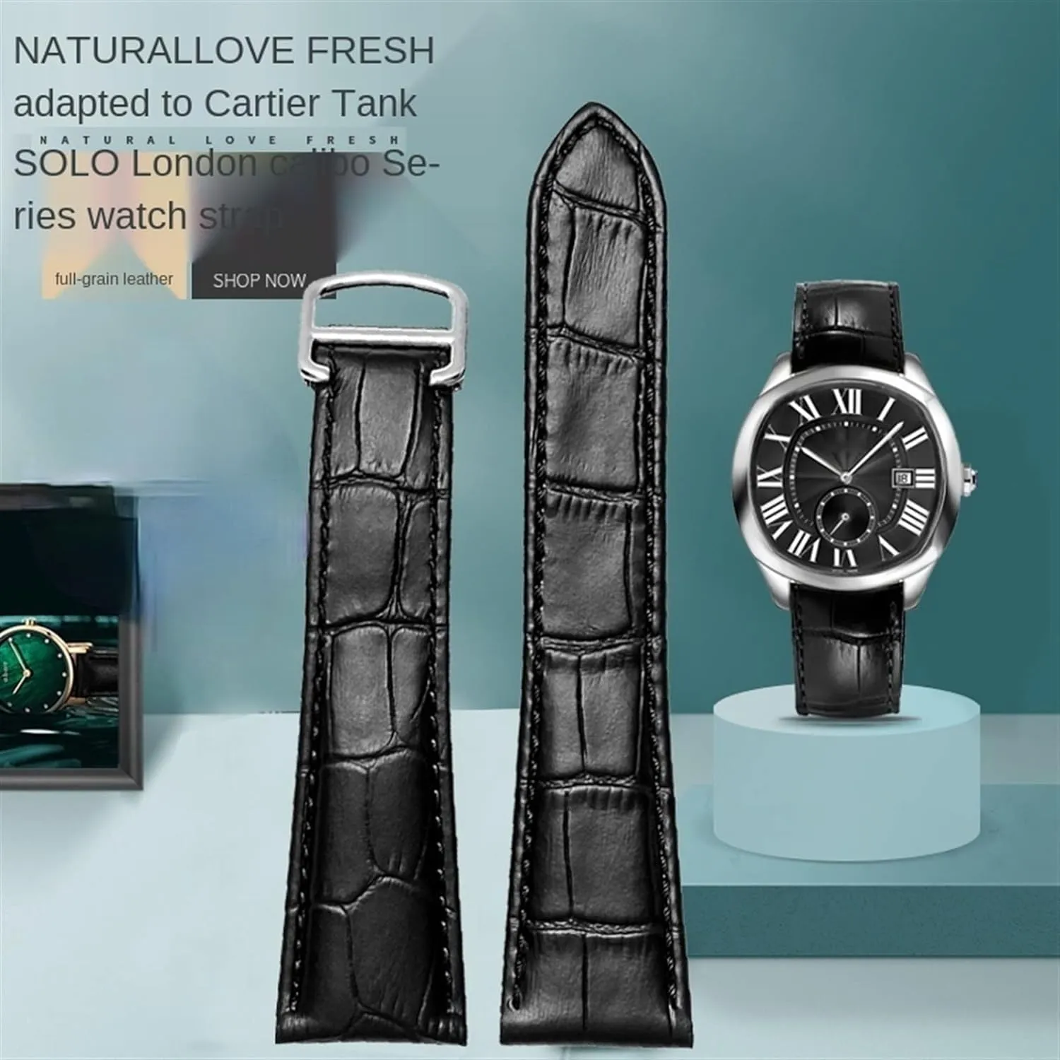 Tank Genuine Leather Watch Strap For Cartier Claire Watchband Men's Belt London Solo Mechanical Watch Accessories