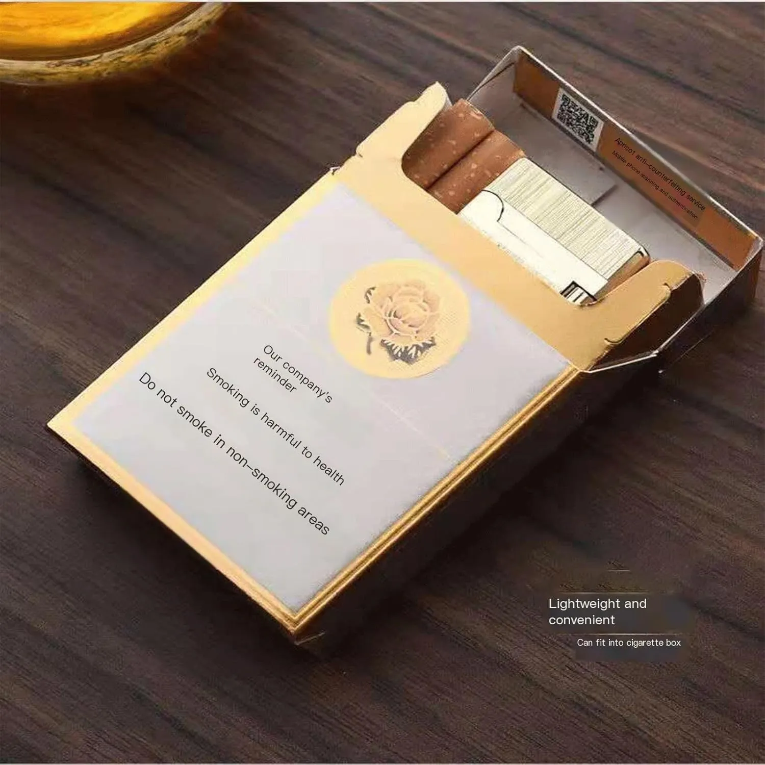 TARVIT Butane Soft Flame Lighter，Side Slip Wheel Ignition Flint Ingnition，Adjustable Flame ，Refillable Gas ，Portable Slim Lighter Can Be Put in to The Cigarette Box 【No Gas】 (Color : Brushed Gold)