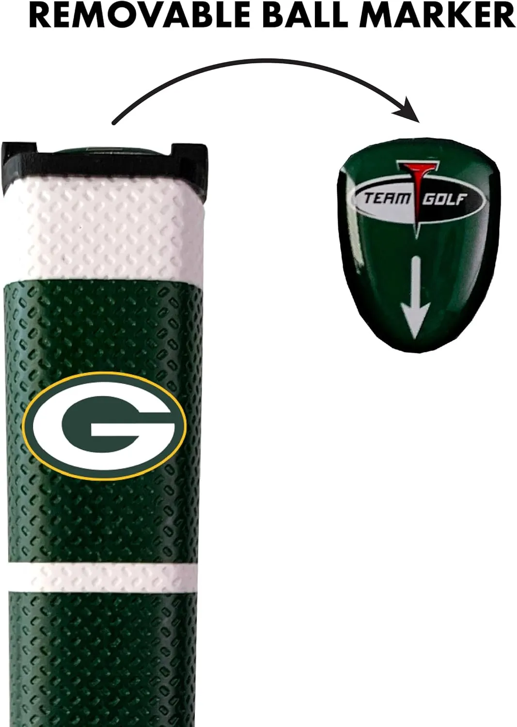Team Golf NFL Golf Putter Grip with Removable Gel Top Ball Marker, Durable Wide Grip & Easy to Control