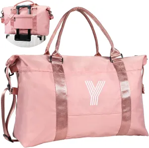 Teen Girl Basket, Initial Travel Duffel Bag, Gym Bag, Duffel Bag,Personalized Weekender Bag，Friend Wedding Girlfriend Birthday Gifts for Women Gifts for Teen Girls (Letter Y)