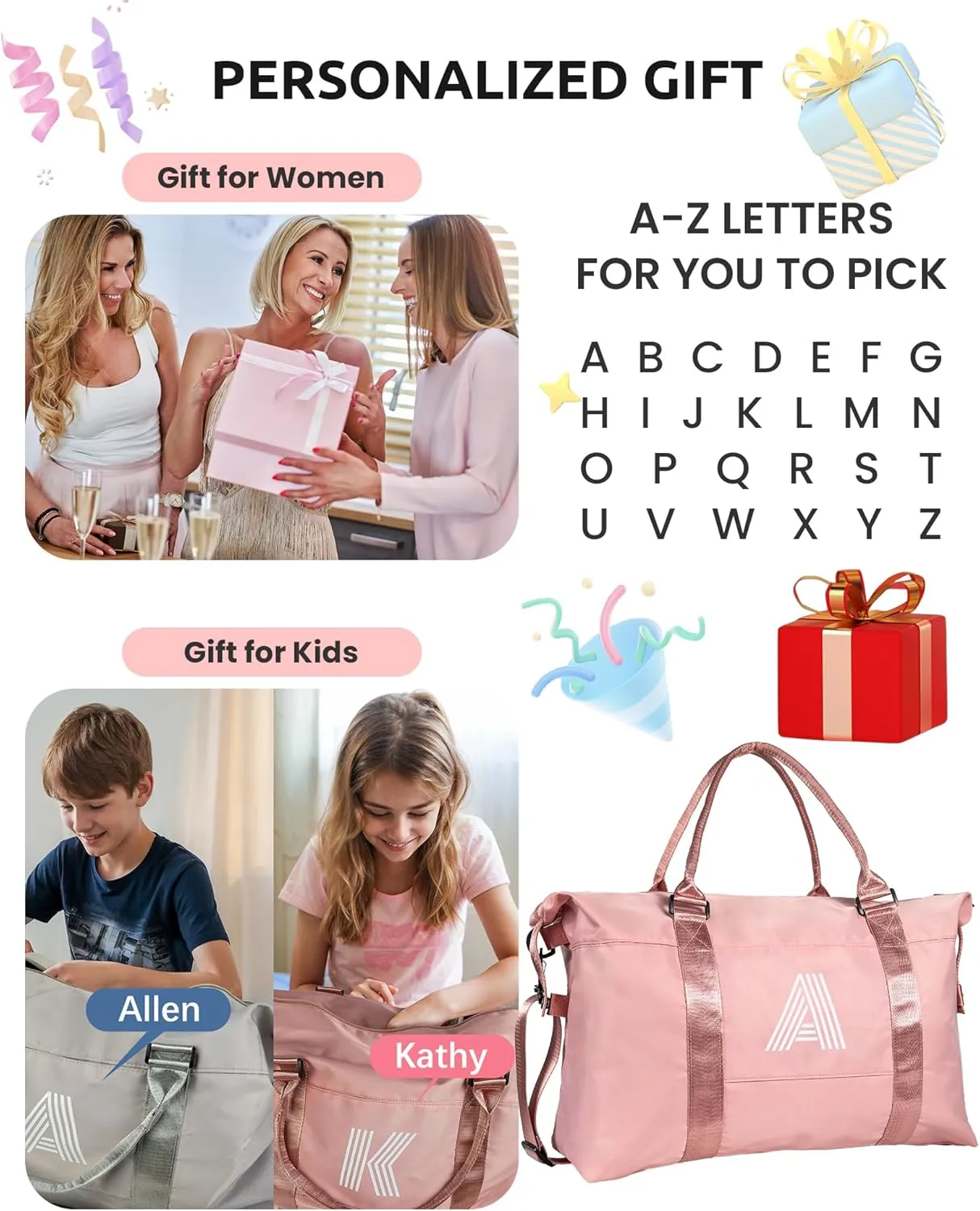 Teen Girl Basket, Initial Travel Duffel Bag, Gym Bag, Duffel Bag,Personalized Weekender Bag，Friend Wedding Girlfriend Birthday Gifts for Women Gifts for Teen Girls (Letter Y)