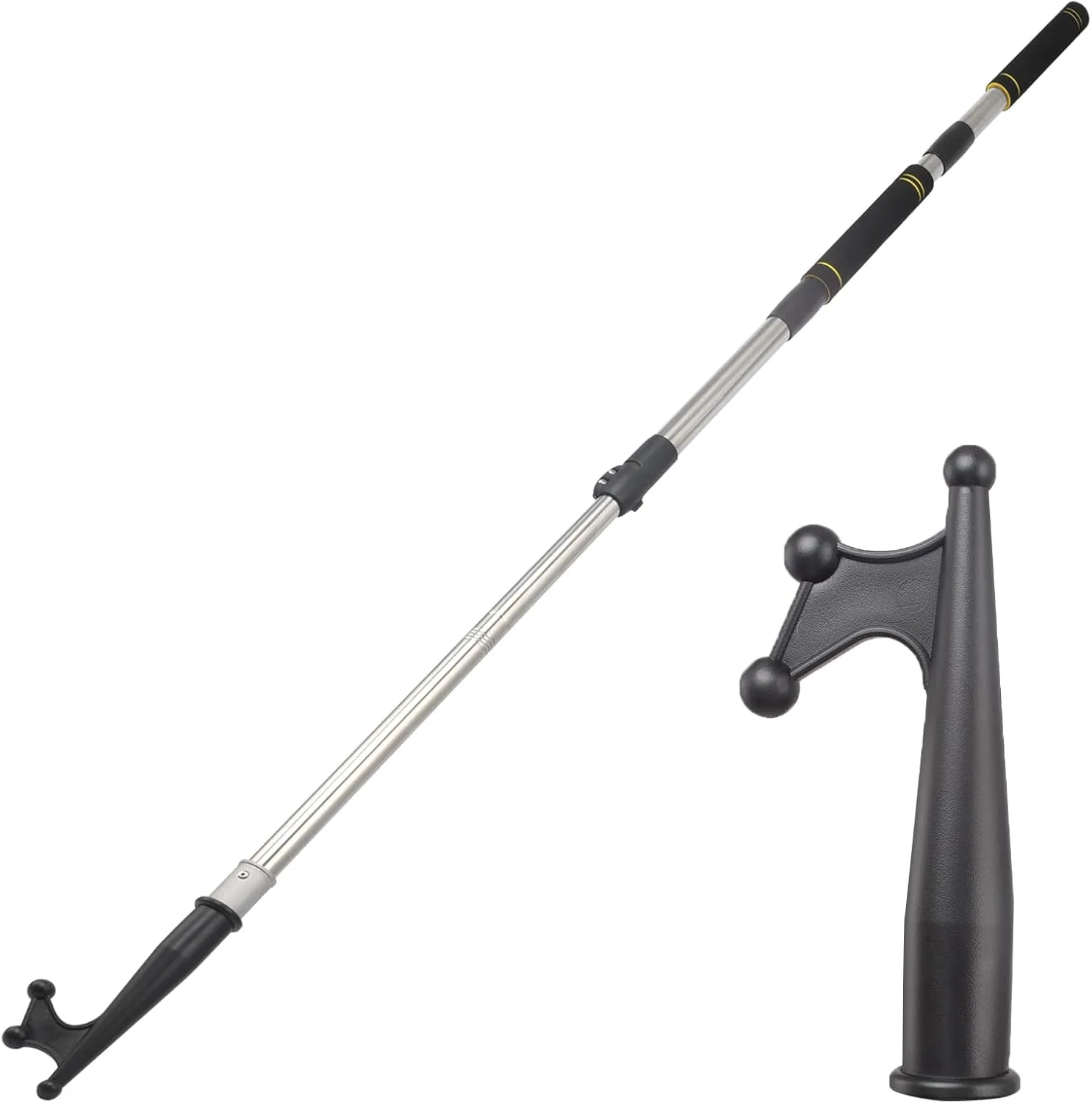 Telescopic Boat Hooks, docking telescopic pole stainless steel reinforced tube retractable and adjustable to hook at will sponge handle non-slip design must-have boat accessories