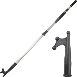 Telescopic Boat Hooks, docking telescopic pole stainless steel reinforced tube retractable and adjustable to hook at will sponge handle non-slip design must-have boat accessories