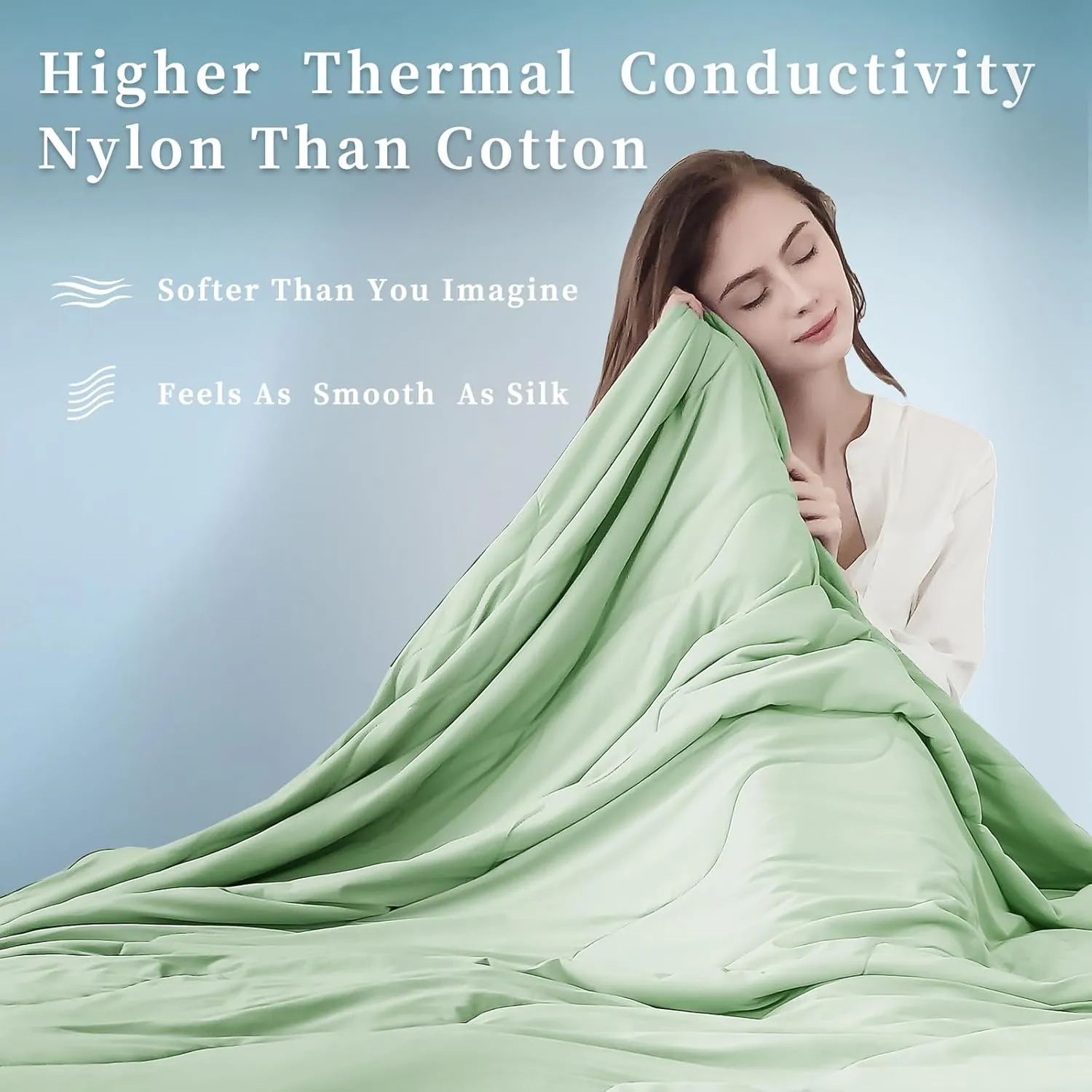 TELUS Cooling Comforter King/Cali King, Double Side Arc-Chill Cooling Blanket, Lightweight Summer Quilt for Hot Sleeper Night Sweat, 90 x 106 Inches, Green