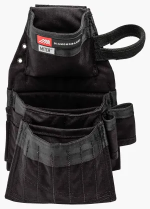The Diamondback Miter Tool Pouch - Clip-On Tool Belt Pouch with 3 Pockets, 7 Slots, & 3 Loops- Lightweight Belt Tool Pouch- Durable Tool Pouch with Belt Clip 15.25"x10.25", 1 lb (Black)