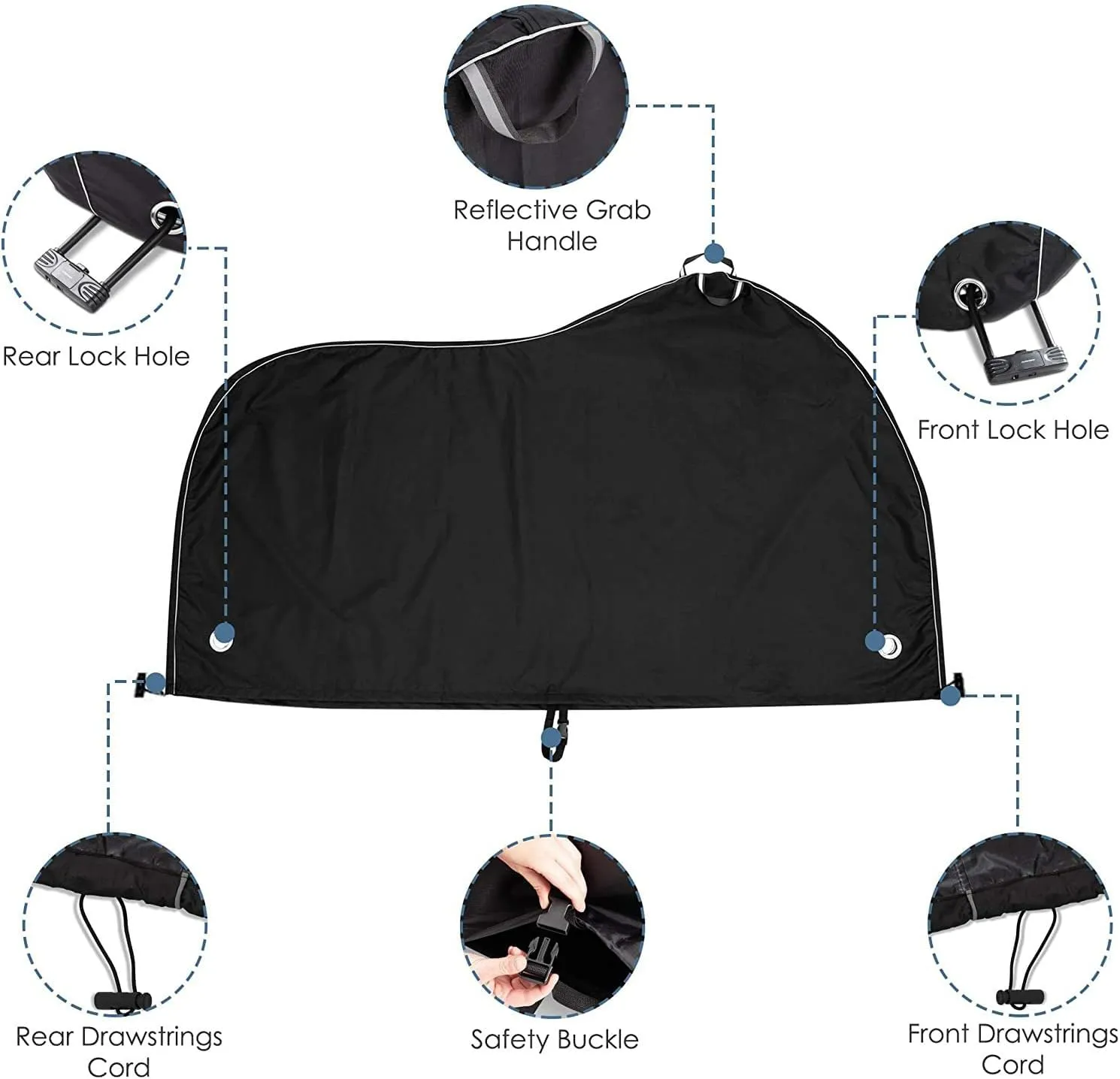 ThreeH Bike Cover Outdoor Waterproof Bicycle Covers Rain Sun UV Dust Wind Proof with Lock Hole for Mountain Road Electric Bike