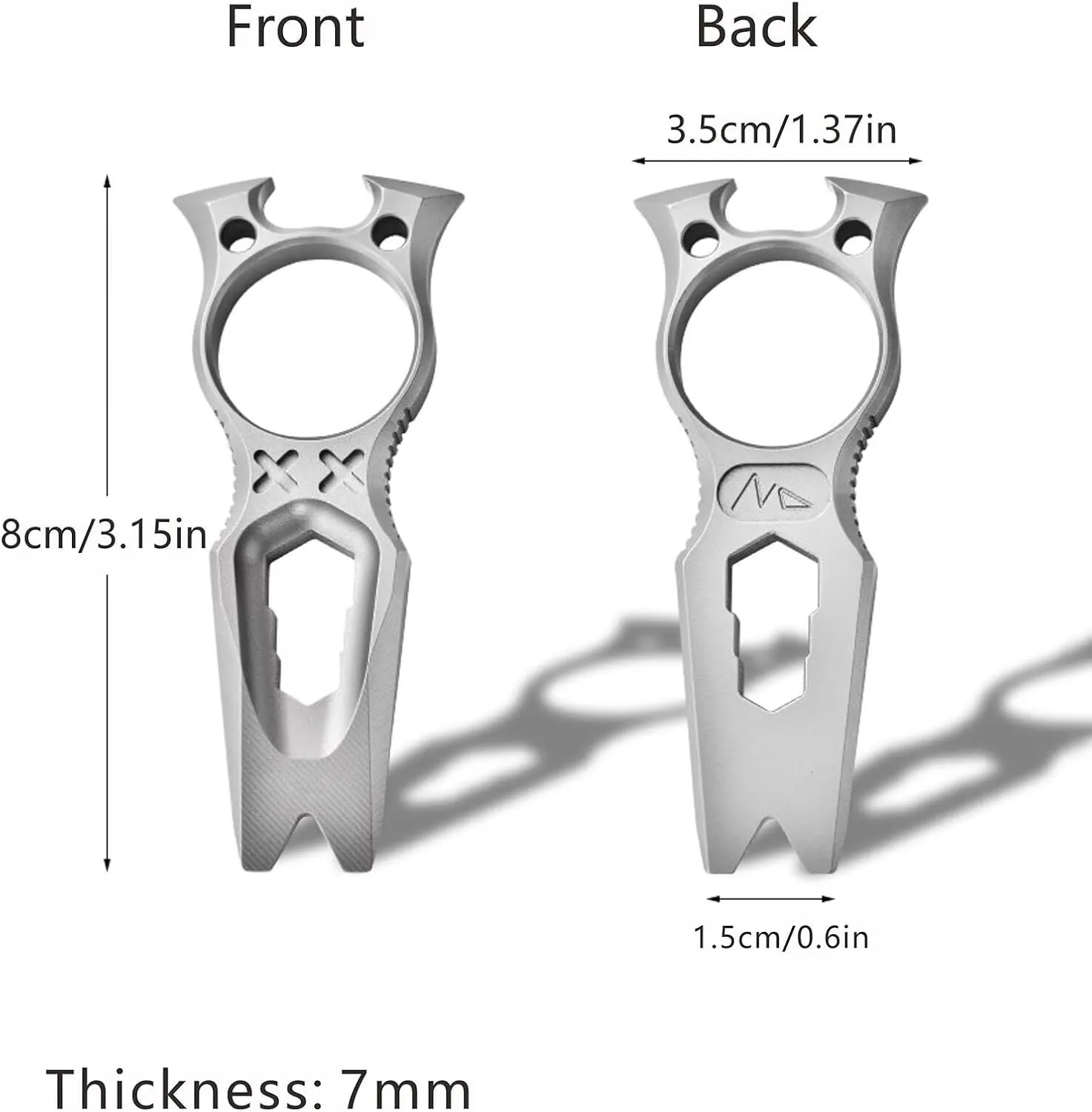 Titanium EDC Multi Tool with Wrench Bottle Opener Pry Bar Function Mini Portable Keychain gear outdoor Camping（Stonewashing）
