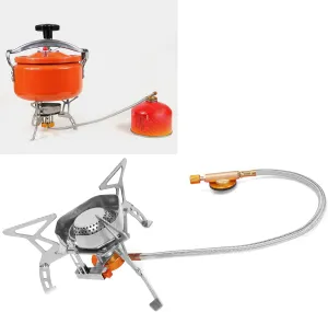 Topyond Mini Gas Stove Portable Integrated Stove Windproof Camping Oven, Camping Stove for Outdoor Backpacking Hiking and Picnic