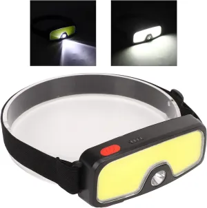 Topyond Rechargeable COB Headlamp,5 Lighting Modes,Double Light Source Headlight,IPX4 Waterproof,Lightweight for Running,Fishing,Camping