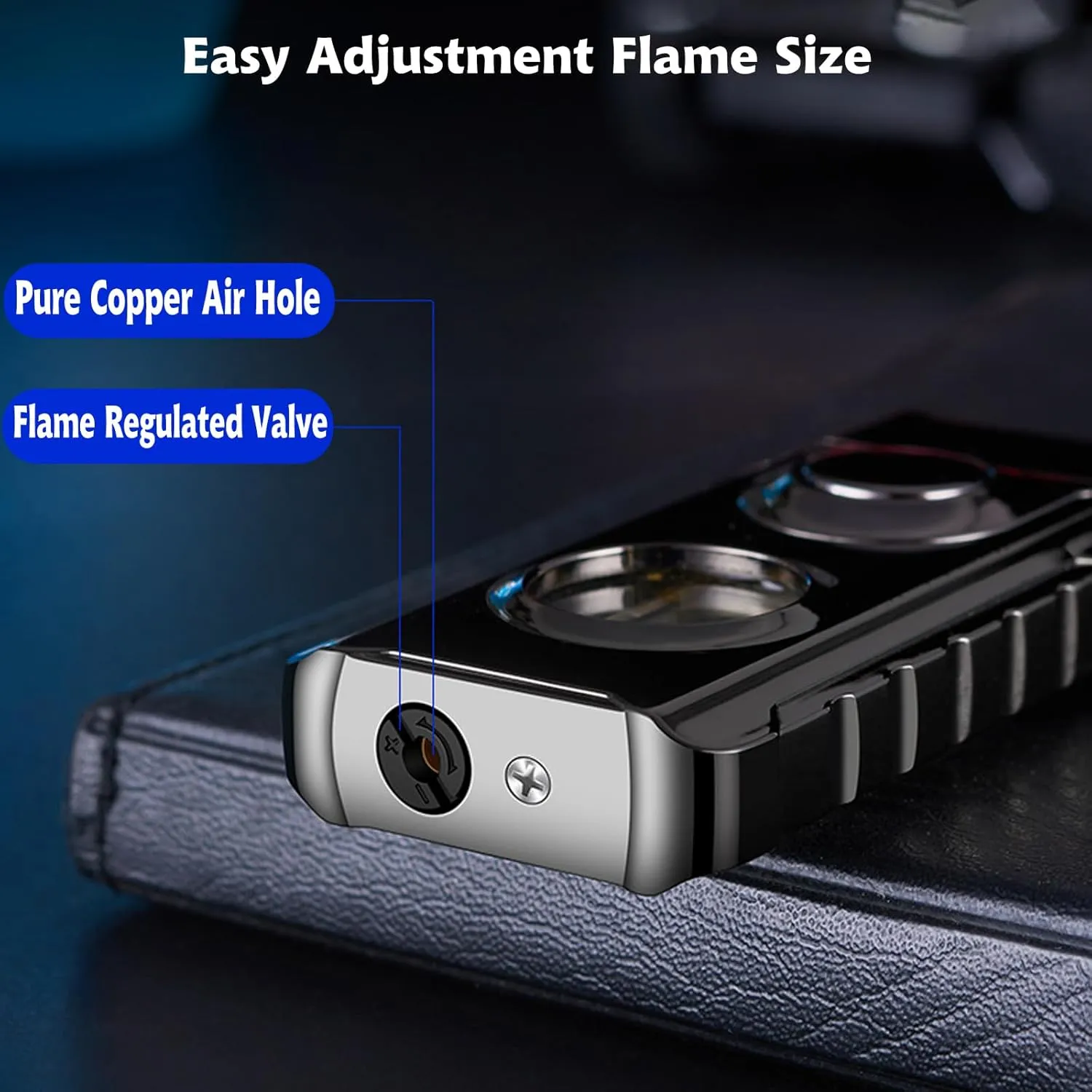Torch Dual Flame Lighter With 6pcs Flint Stone, Windproof With Visible Fuel Tank, Adjustable Soft and Jet Flame 2 in 1, Refillable Butane for Gift Men - Ice Rainbow