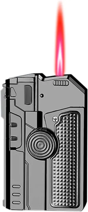 Torch Lighter, Cool Butane Refillable Lighters, Windproof Adjustable Red Jet Flame Lighter for Outdoor Indoor, Great Gifts for Men(Without Butane)-Black Ice