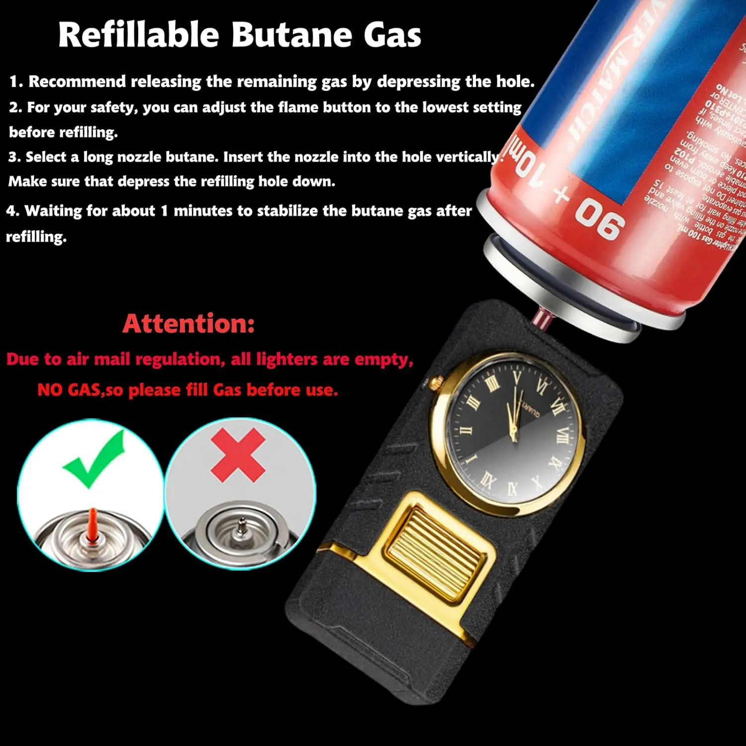 Torch Lighter, Cool Dual Flame Lighter Fashion Design, Refillable Butane Lighter with Visible Fuel Tank,Windproof Adjustable Soft Flame and Jet Flame Lighter for Men Lady (Without Fuel) (Matte Black)