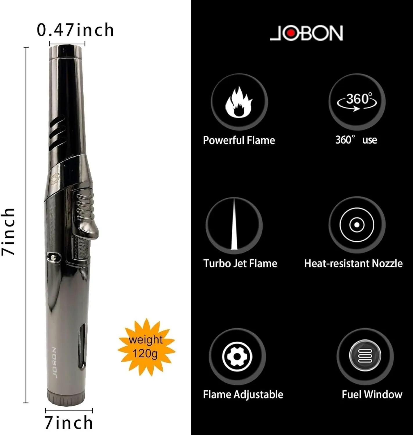 Torch Lighter, Refillable Butane Lighter with Crossbar, Lockable Jet Flame Lighter, Adjustable Rotary Lighter, Candle BBQ Baking Camping (Butane Not Included) (Color : D)