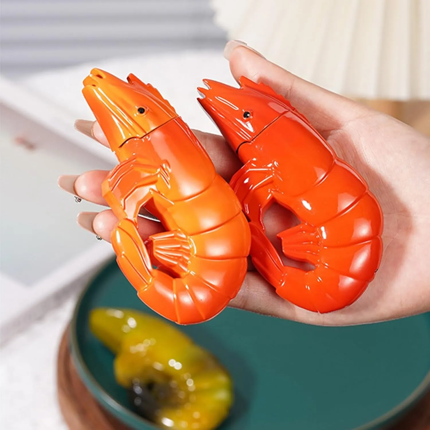 Torch Lighter, Unique Creative Prawns Design Butane Lighter, Windproof Adjustable Flame, Refillable Butane Cool Lighter for Gifts, Men, Lady(Orange)