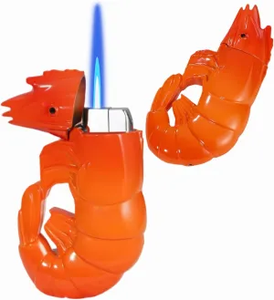 Torch Lighter, Unique Creative Prawns Design Butane Lighter, Windproof Adjustable Flame, Refillable Butane Cool Lighter for Gifts, Men, Lady(Orange)