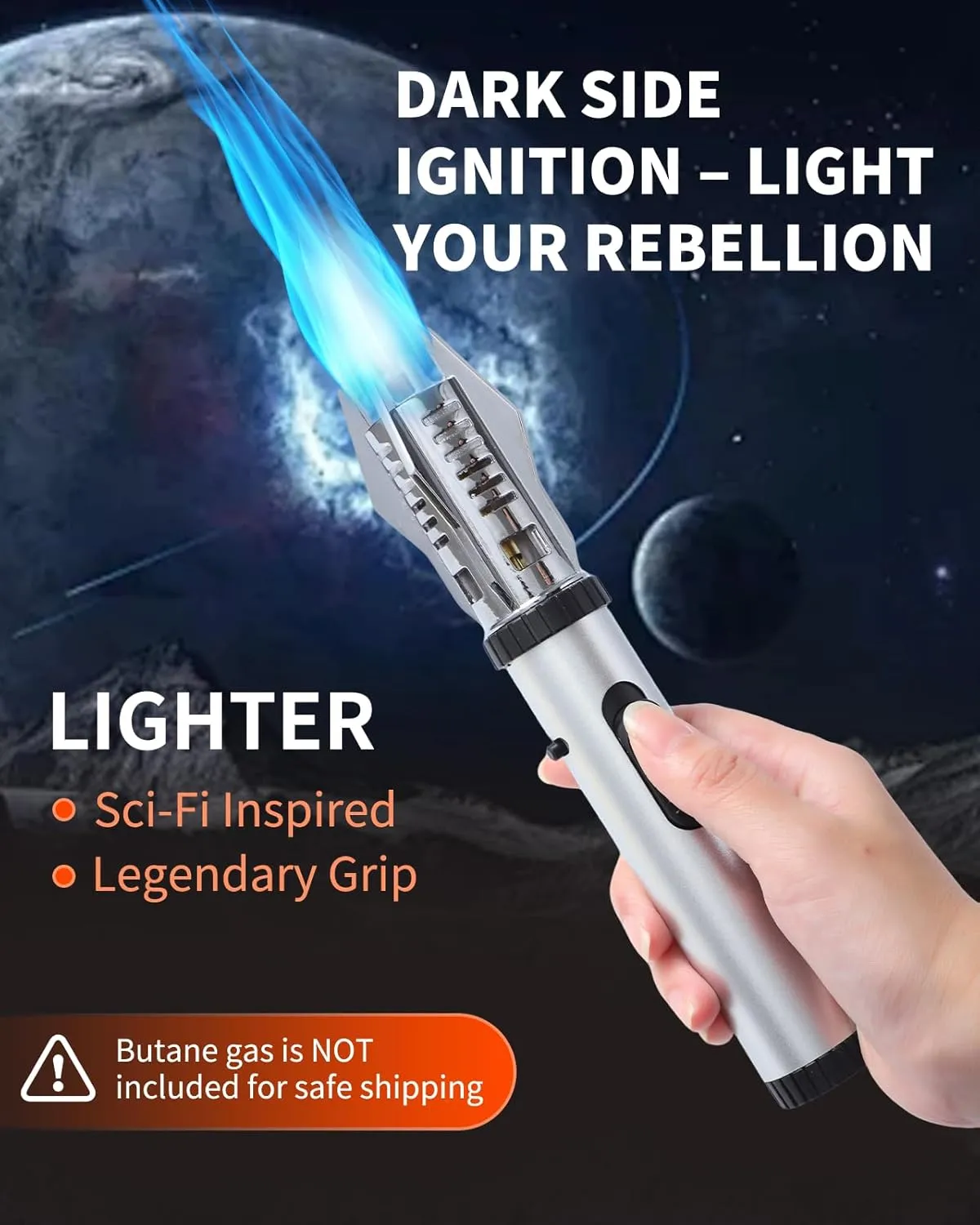 Torch Lighter, Windproof Butane Lighter with Safety Lock & Adjustable Red/Blue Flame,Refillable Lighter for Candles Grill BBQ Fireplaces Kitchen, Gift (Butane Gas Not Included)
