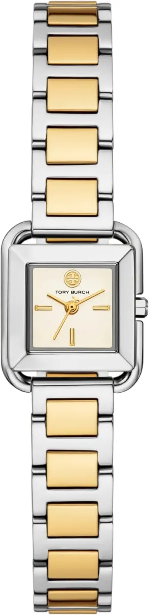 Tory Burch Women's Mini Kira Square Two-Tone Stainless Steel Bracelet Watch (Model: TBW6027)