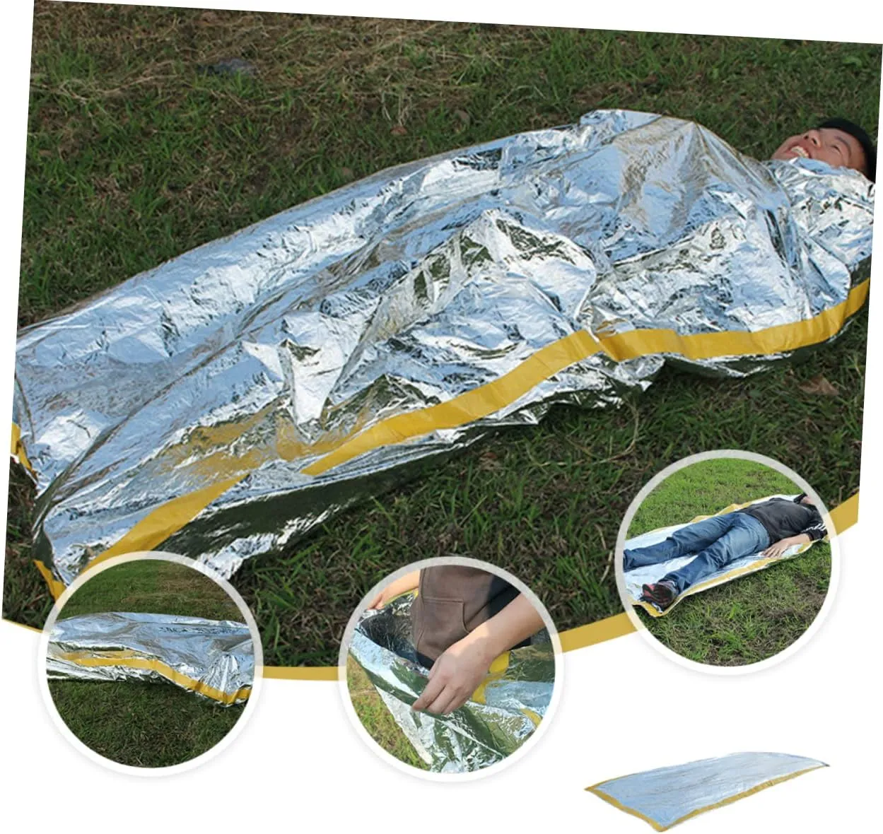 Totority 3pcs Lightweight Portable Sleeping Bags Emergency Thermal Camping Bag Insulation Pouch