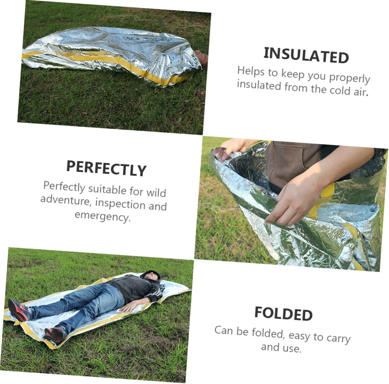 Totority 3pcs Lightweight Portable Sleeping Bags Emergency Thermal Camping Bag Insulation Pouch