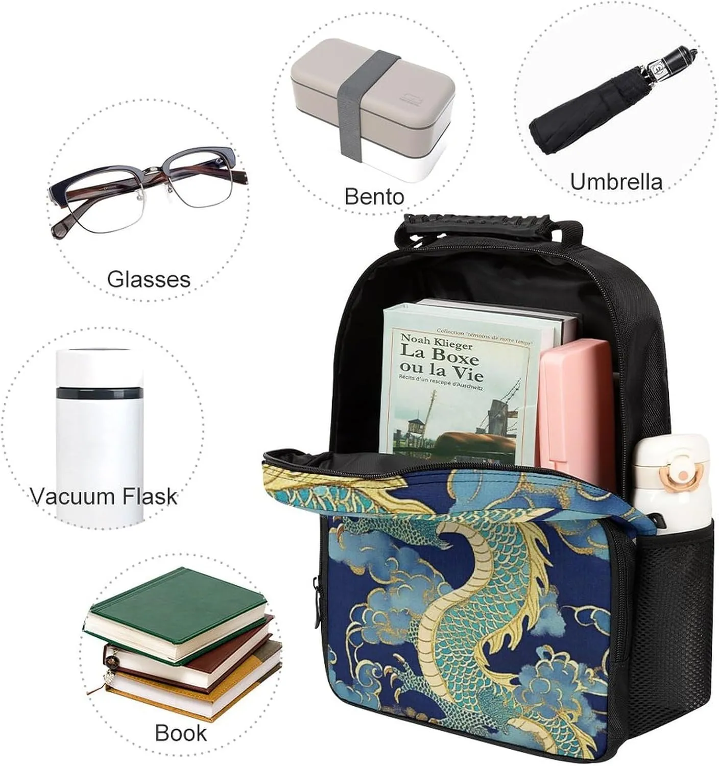 Traditional Chinese Dragon Art Daypack Lightweight Multipurpose Anti-Theft Shoulder Bag Large Capacity Laptop Book Bag Rucksack With Adjustable Shoulder Straps