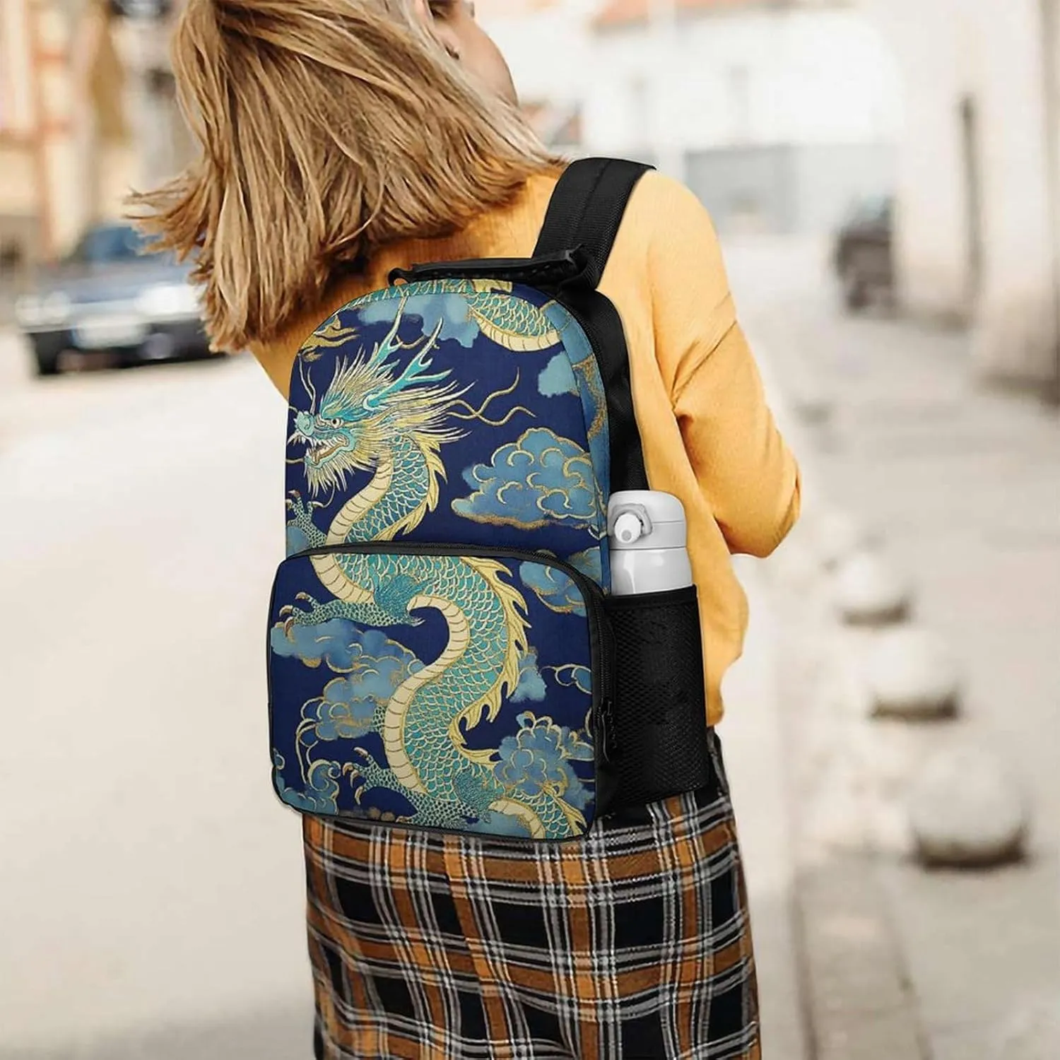 Traditional Chinese Dragon Art Daypack Lightweight Multipurpose Anti-Theft Shoulder Bag Large Capacity Laptop Book Bag Rucksack With Adjustable Shoulder Straps