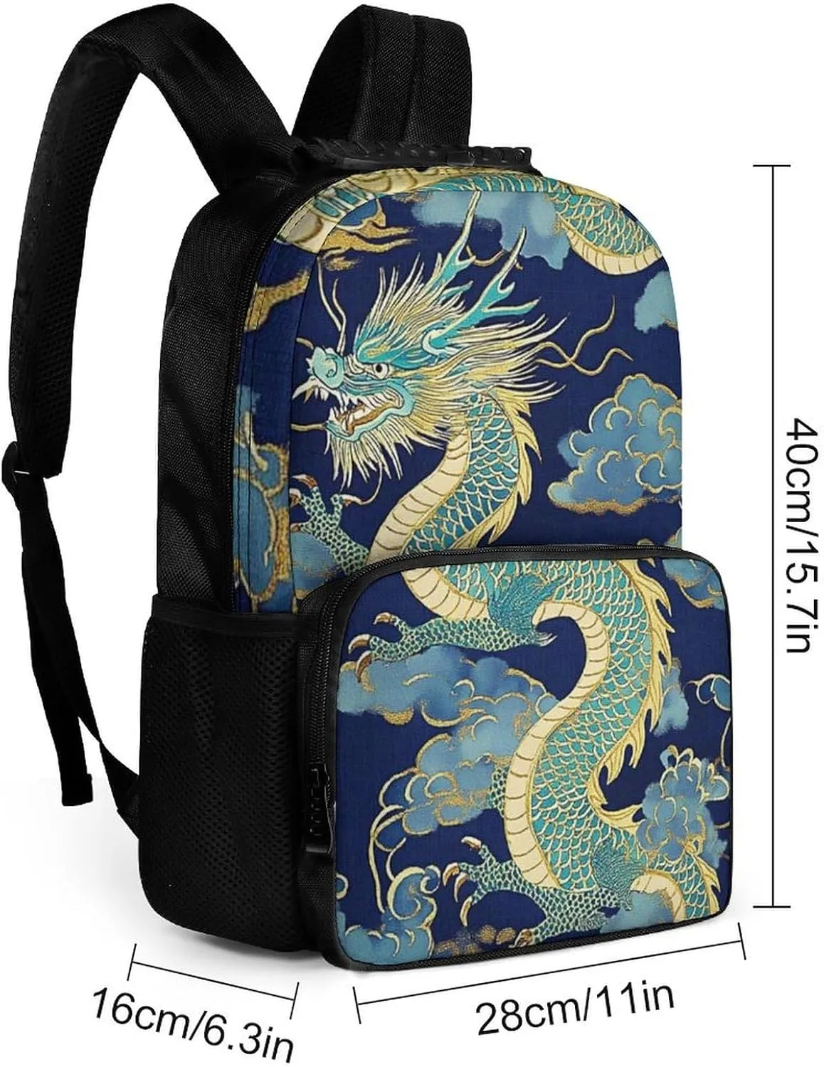 Traditional Chinese Dragon Art Daypack Lightweight Multipurpose Anti-Theft Shoulder Bag Large Capacity Laptop Book Bag Rucksack With Adjustable Shoulder Straps