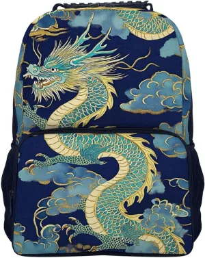 Traditional Chinese Dragon Art Daypack Lightweight Multipurpose Anti-Theft Shoulder Bag Large Capacity Laptop Book Bag Rucksack With Adjustable Shoulder Straps